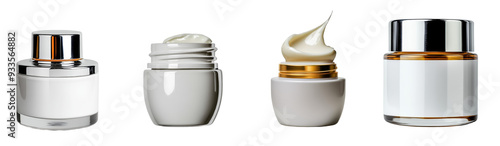 Elegant Skincare Bottles, Luxurious cream and serum containers, Premium beauty products packaging.