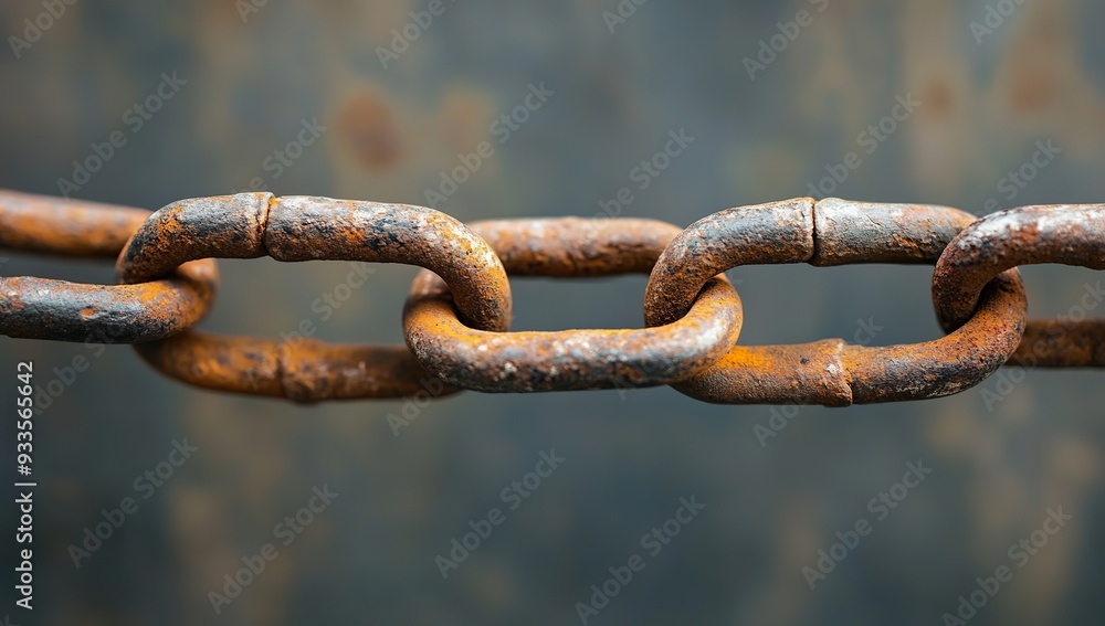 Detailed image of corroded chain links on a vintage aged metal background Detailed image of corroded chain links on a vintage aged metal background