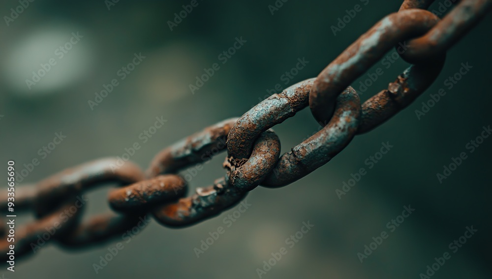 Rusted iron chain links captured close-up Rusted iron chain links captured close-up
