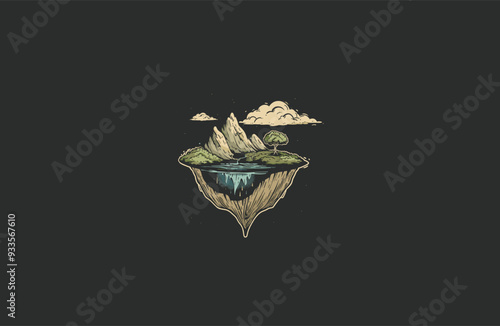 Floating land vintage design vector illustration