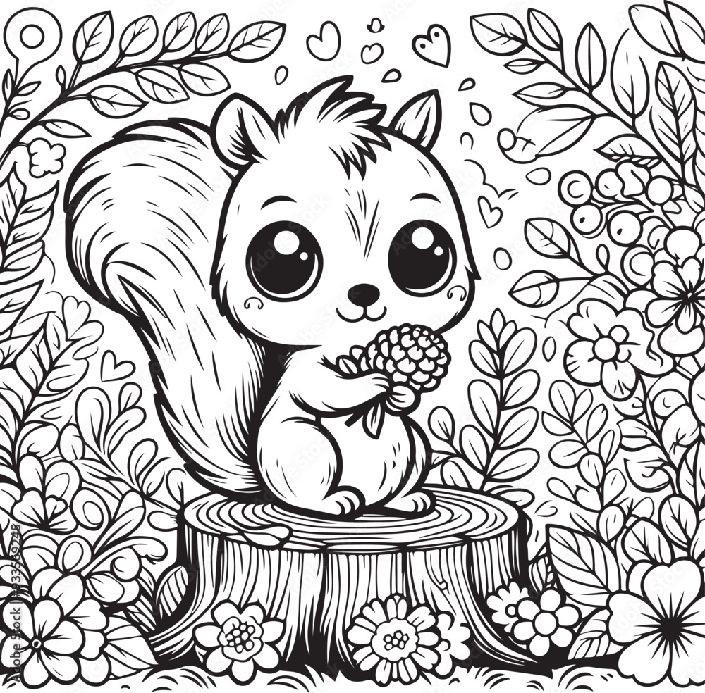 Fototapeta premium squirrel vector art,graphics squirrel icons set,vintage illustration squirrel clipart,vector squirrel flat style artwork design