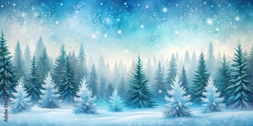 Wallpaper Mural Winter snowy forest background with a watercolor , winter, snowy, forest, background, watercolor,nature, cold, trees Torontodigital.ca