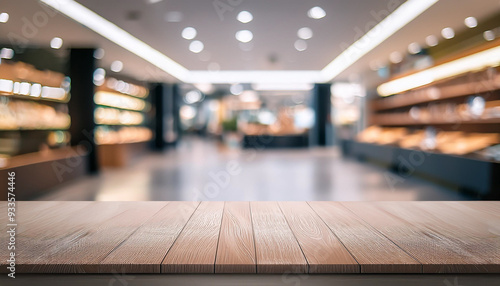 Blurred image of a bustling shopping mall with festive lights and decorations, perfect for holiday promotions, Black Friday, Cyber Monday, and hotel sales campaigns.