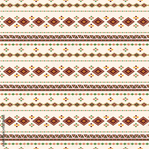 Wallpaper Mural Seamless pattern. African totem. Small triangles and rhombuses. Traditional ethnic tribal style. Woven fabric. Triangular symbol. decorative background African Nordic Indian. Torontodigital.ca
