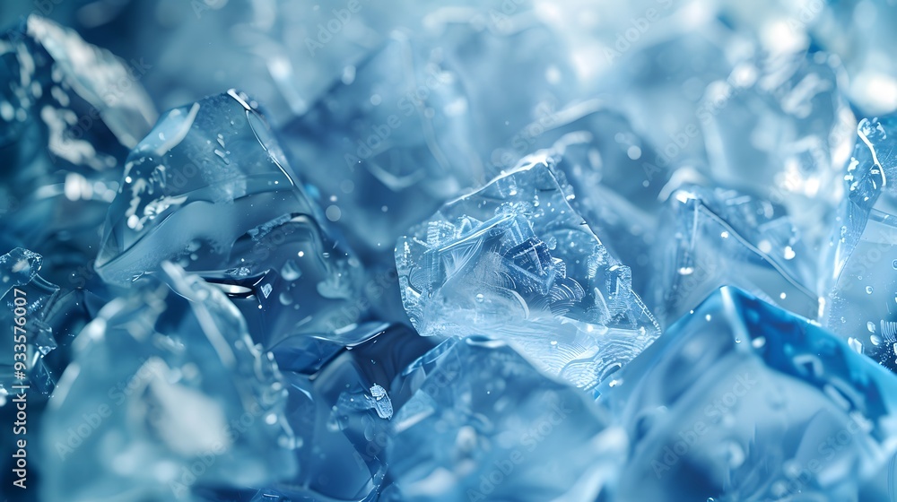 Abstract Frozen Crystal Surface with Blue and Ice White Hues Abstract Frozen Crystal Surface with Blue and Ice White Hues