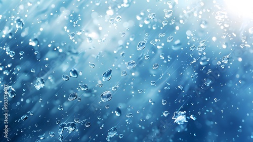 Wallpaper Mural Abstract Blue Water Droplets Background with Light Reflections Torontodigital.ca