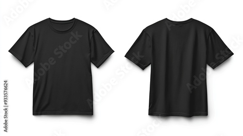 Black T-shirts front and back view, used as design template isolated on white background .generative ai