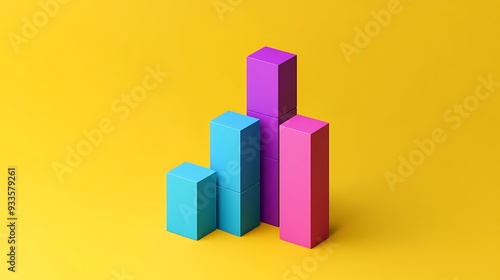 Geometric Bar Graph Visualization in Minimalistic Isometric Style on Yellow Background with Hyper-Realistic Detail Free Download Geometric Bar Graph Visualization in Minimalistic Isometric Style on Yellow Background with Hyper-Realistic Detail - GFXLoad