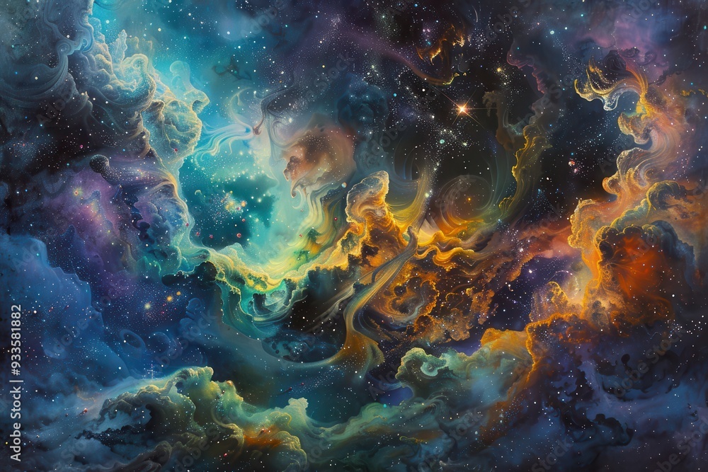 A Cosmic Tapestry of Swirling Nebulae and Stars A Cosmic Tapestry of Swirling Nebulae and Stars