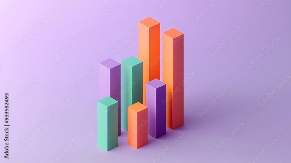 Modern Isometric Box Plot Design with Hyper-realistic Touch on Light Purple Background in Green and Orange - High Resolution Side View Composition Modern Isometric Box Plot Design with Hyper-realistic Touch on Light Purple Background in Green and Orange - High Resolution Side View Composition