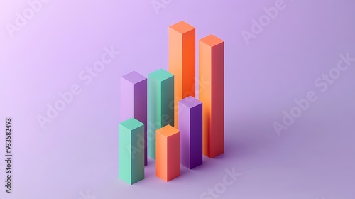 Free Download Modern Isometric Box Plot Design with Hyper-realistic Touch on Light Purple Background in Green and Orange - High Resolution Side View Composition - GFXLoad