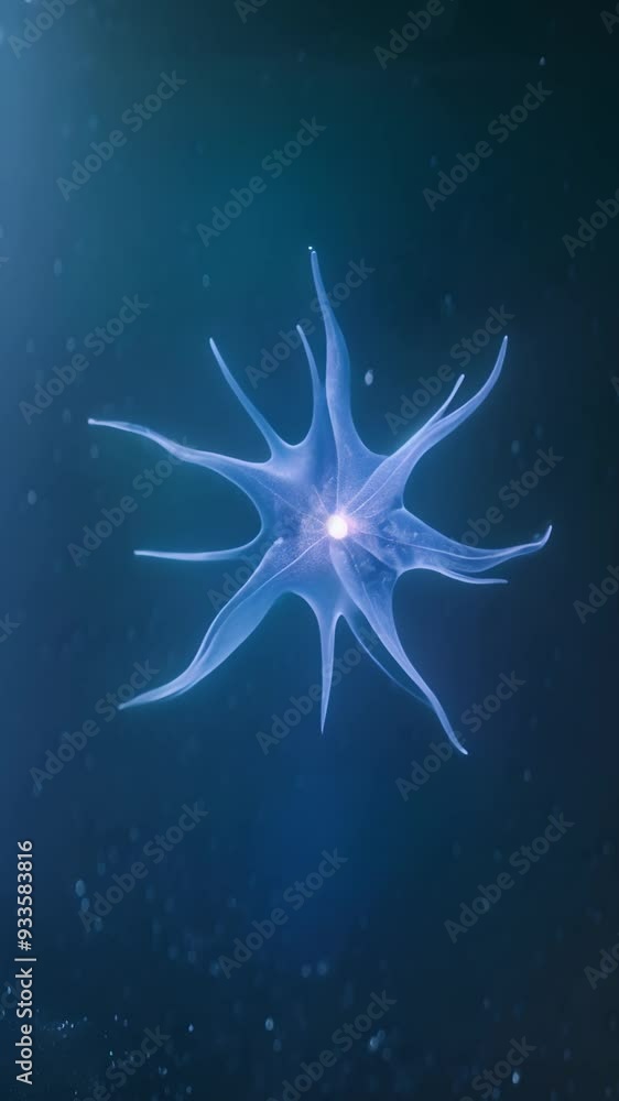 A Star-Shaped Bioluminescent Creature in the Deep Sea A Star-Shaped Bioluminescent Creature in the Deep Sea