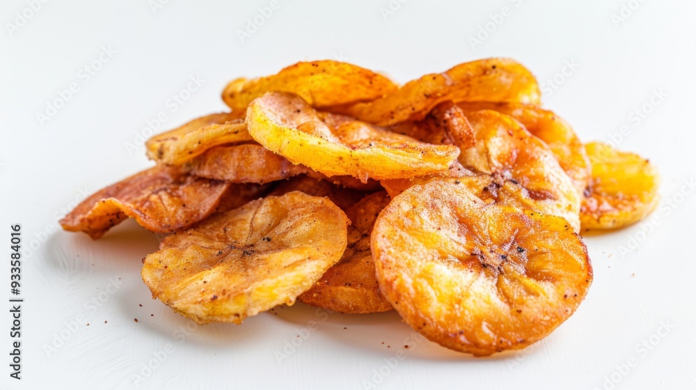 tostones patacones fried green plantain banana chips on white background tostones patacones fried green plantain banana chips on white background