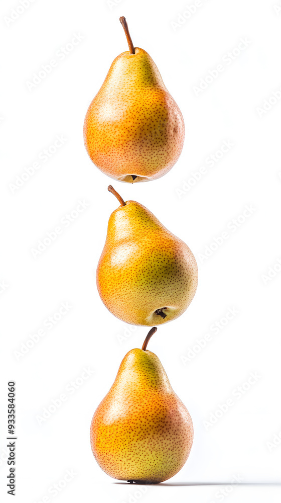 Pears falling or flying in the air isolated on white background Pears falling or flying in the air isolated on white background