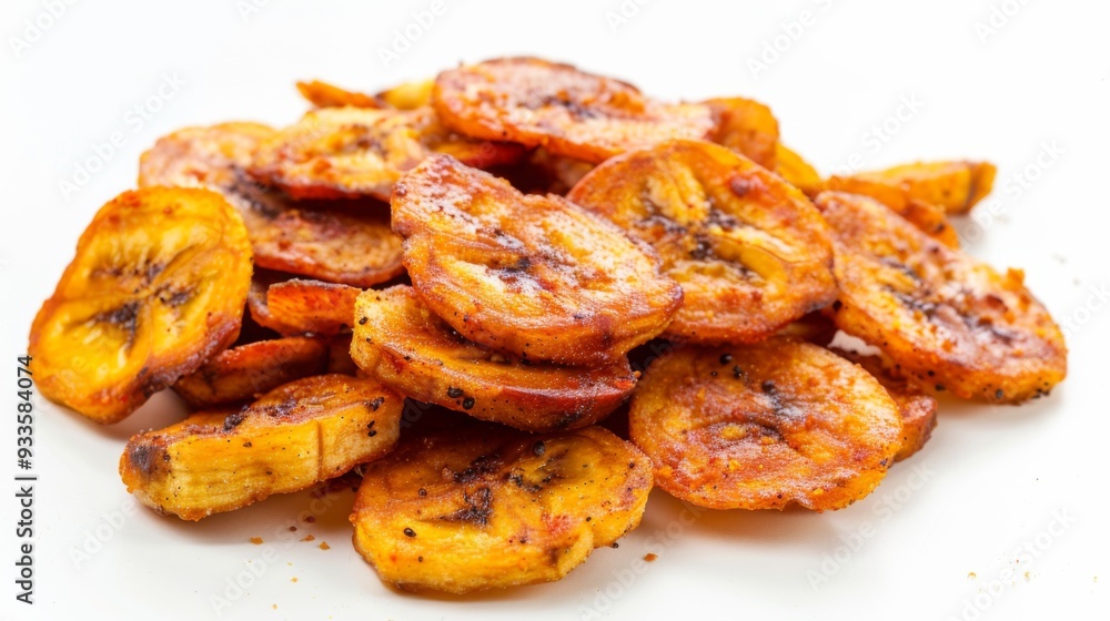 Banana chips on a white background crispy Banana chips on a white background crispy