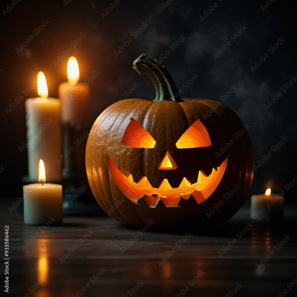 Fototapeta premium halloween pumpkin with candles