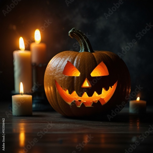 halloween pumpkin with candles