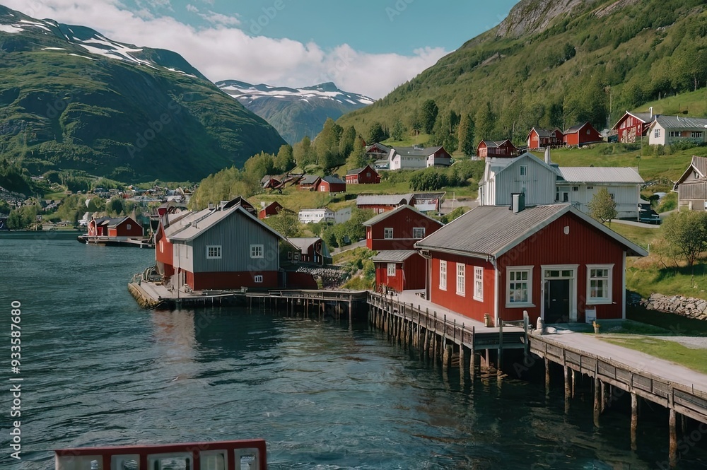 Naklejka premium Norway, Olden, 2023-06-24, Olden is a village in Stryn Municipality, Vestland Province.