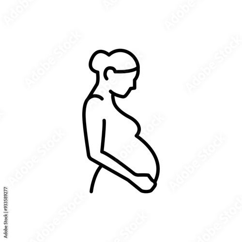 Pregnancy icon. Simple outline style. Pregnant woman, maternal, lady, fertility, mom, baby, mother, gynecology, health concept. Thin line symbol. Vector illustration isolated.
