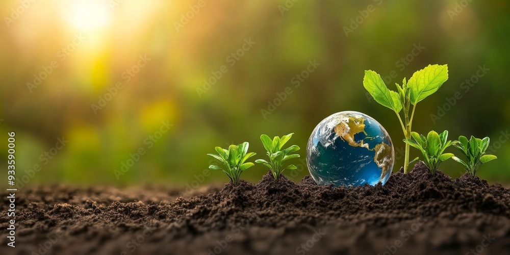 Eco-Friendly Globe: Abstract Concept for World Environment Day and Earth Day. Glass Sphere Reflecting Sustainable Development, Green Living, and Global Climate Protection. Elegant Minimalist Design fo Eco-Friendly Globe: Abstract Concept for World Environment Day and Earth Day. Glass Sphere Reflecting Sustainable Development, Green Living, and Global Climate Protection. Elegant Minimalist Design fo