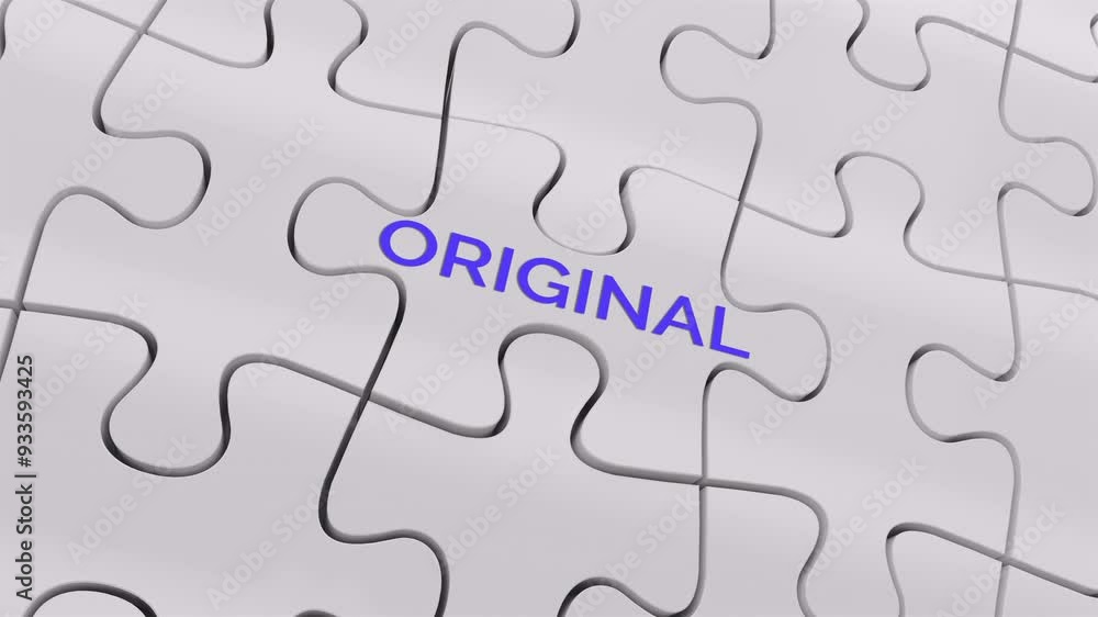 Fake original text on white Puzzle jigsaw flipping rotation two words 3d Animation Fake original text on white Puzzle jigsaw flipping rotation two words 3d Animation