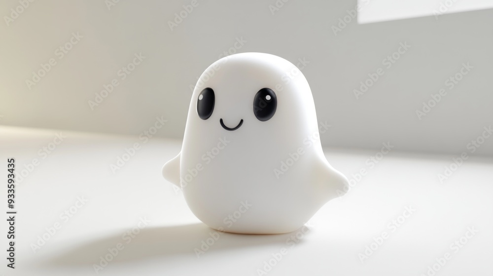 Smiling Ghost Toy on a White Background Smiling Ghost Toy on a White Background