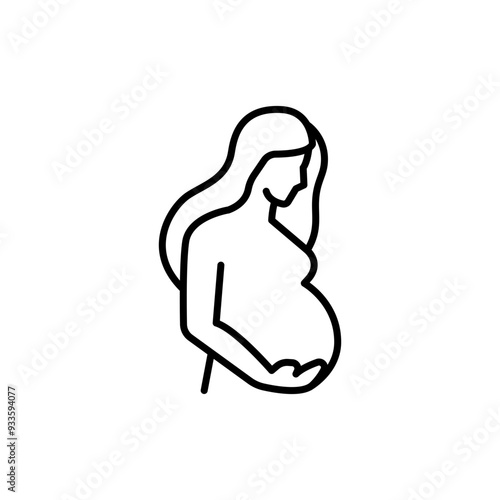 Pregnancy icon. Simple outline style. Pregnant woman, maternal, lady, fertility, mom, baby, mother, gynecology, health concept. Thin line symbol. Vector illustration isolated.