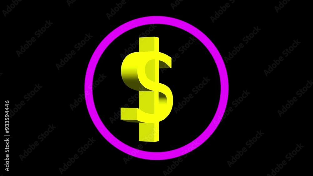 Abstract 3d dollar icon animation on background. Abstract 3d dollar icon animation on background.
