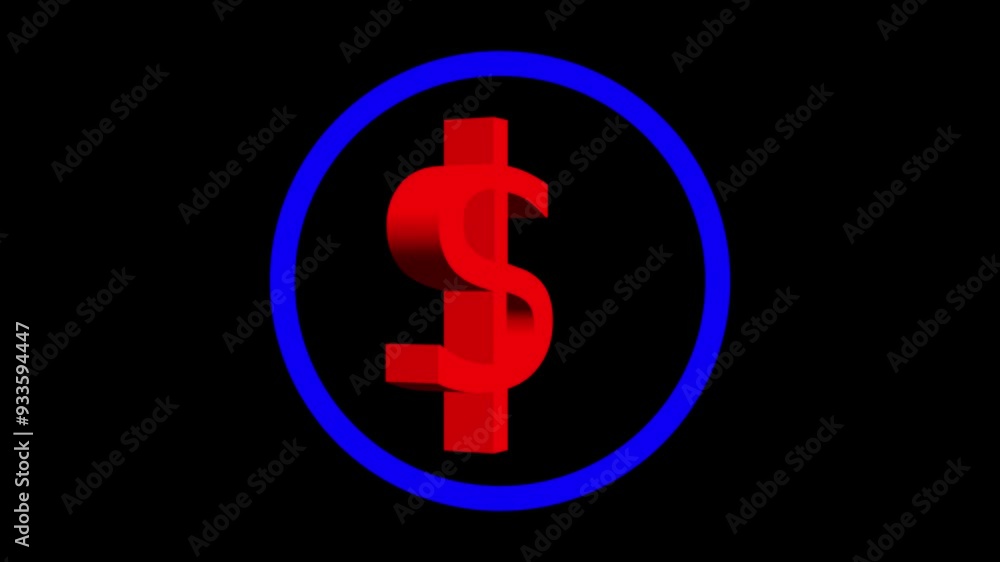 Abstract 3d dollar icon animation on background. Abstract 3d dollar icon animation on background.