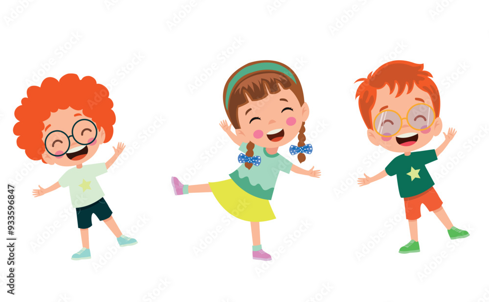 vector illustration of students in different postures vector illustration of students in different postures