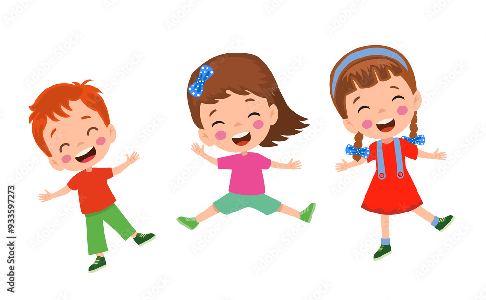 vector illustration of students in different postures vector illustration of students in different postures