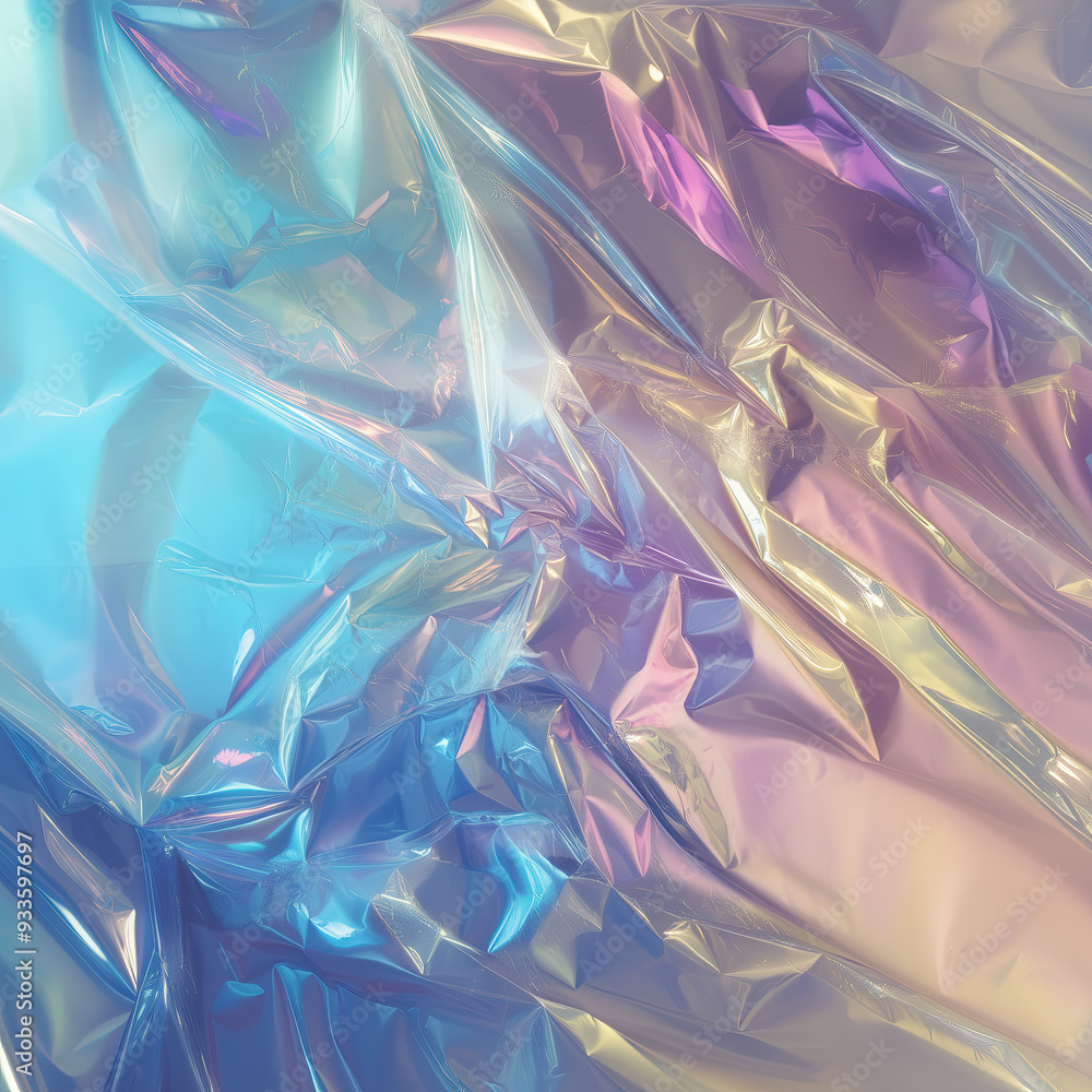 Blue pink plastic wrap on the black background. Clean holographic blank texture overlay effect template. Isolated wrinkle surface. Crumpled cellophane. Closeup texture of bright plastic garbage.
Blue pink plastic wrap on the black background. Clean holographic blank texture overlay effect template. Isolated wrinkle surface. Crumpled cellophane. Closeup texture of bright plastic garbage.