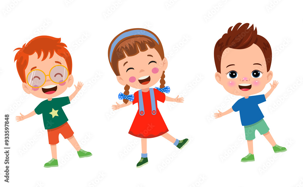 vector illustration of students in different postures vector illustration of students in different postures