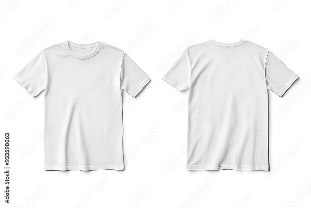Blank white t-shirt mockup flat lay, front and back Blank white t-shirt mockup flat lay, front and back