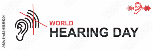 world hearing day, World hearing day, creative concept design for banner, poster, vector illustration., world hearind Day Text with shedow