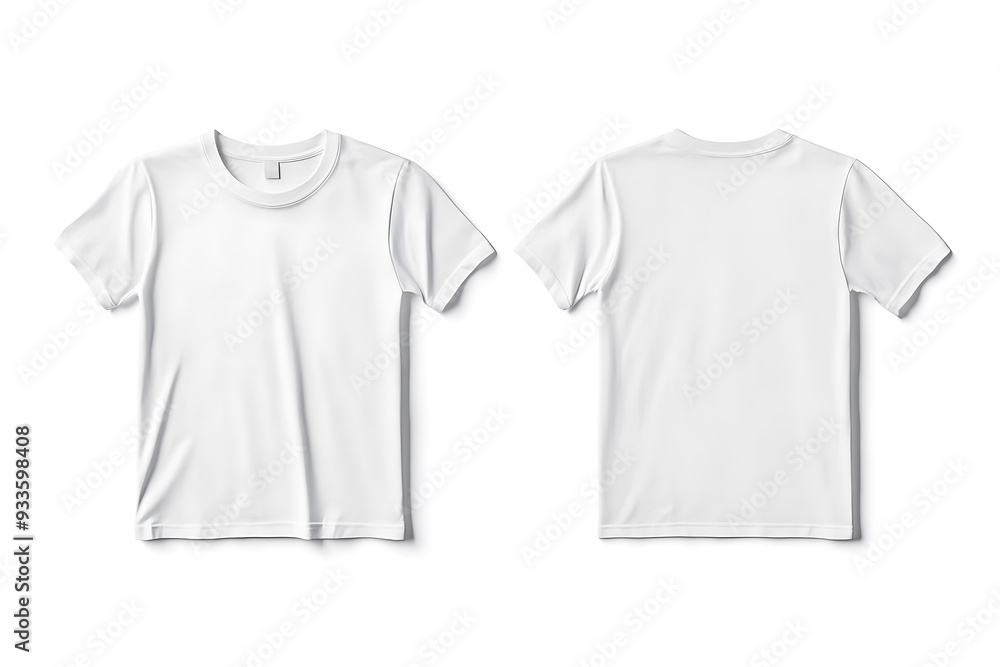 Blank white t-shirt mockup flat lay, front and back Blank white t-shirt mockup flat lay, front and back
