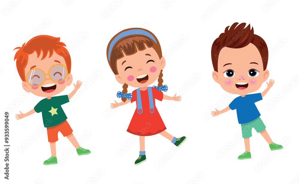 vector illustration of students in different postures vector illustration of students in different postures
