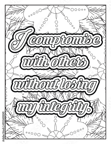 Affirmative quotes coloring page. Motivational quotes coloring page. Inspirational quotes coloring page.  Positive quotes coloring page. Good vibes. Motivational swear word. Motivational typography.