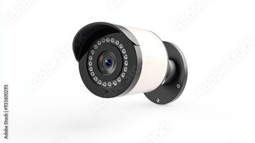 Surveillance device isolated on blank backdrop close image