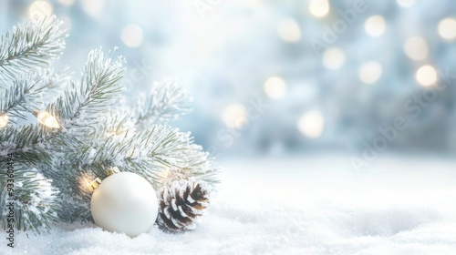 A christmas tree with a white egg and pine cones, AI