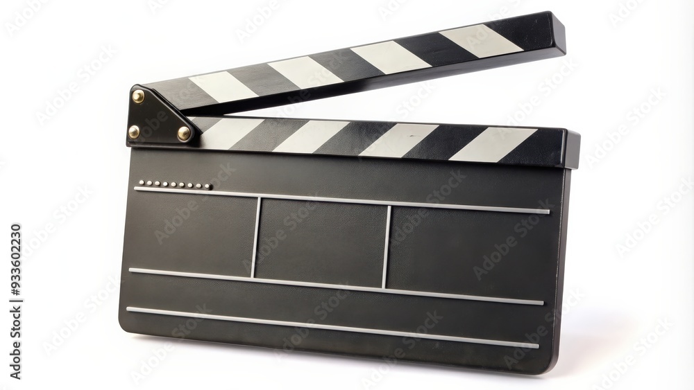 Fototapeta premium Film slate, director's clapboard isolated on white background in rendering, film, cinema, movie, production, director, action