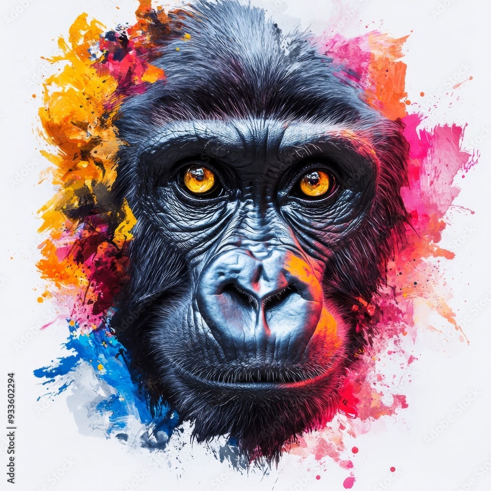 Creative pattern, advertising marketing background, abstract gorilla monkey head with creative color abstract elements. Black monkey, Chinese Journey to the West culture, game character, creative anim Creative pattern, advertising marketing background, abstract gorilla monkey head with creative color abstract elements. Black monkey, Chinese Journey to the West culture, game character, creative anim