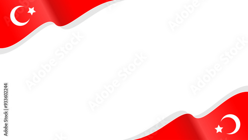 wavy turkey flag vector background with copy space for text. turkey national day	