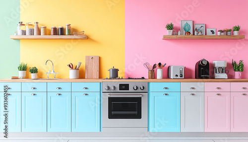 Colourful kitchen room Industrial Luxe Interior Design style
