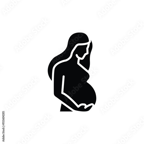 Pregnancy icon. Simple solid style. Pregnant woman, maternal, lady, fertility, mom, baby, mother, gynecology, health concept. Black silhouette, glyph symbol. Vector illustration isolated.