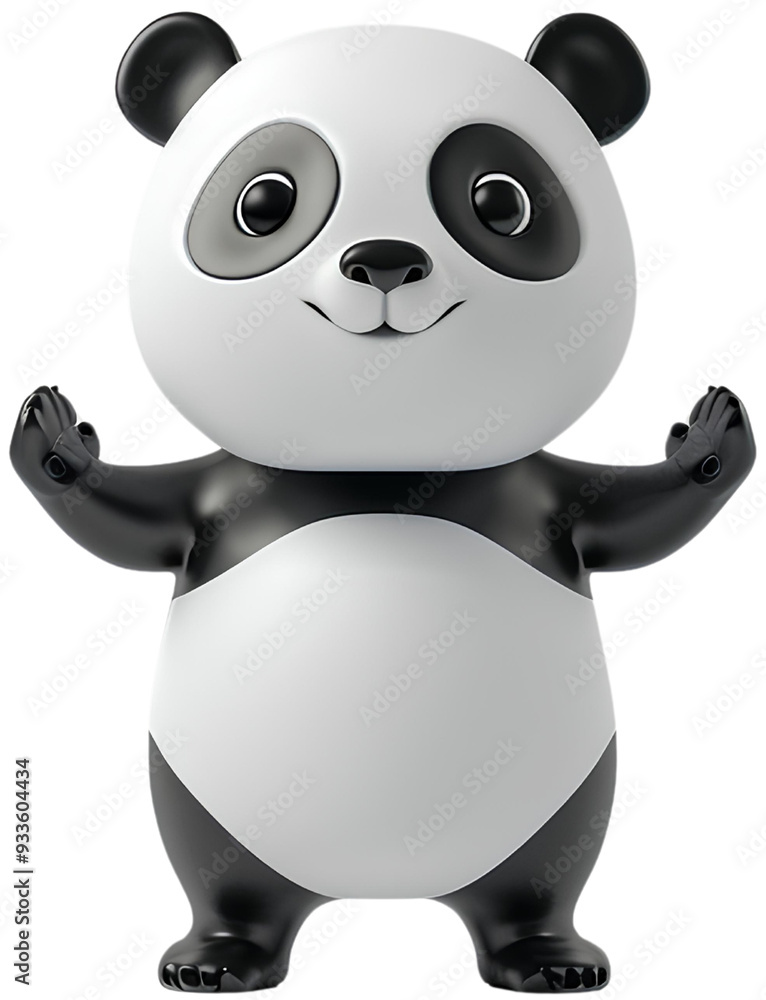 Naklejka premium Playful Panda Power Pose isolated on transparent background.