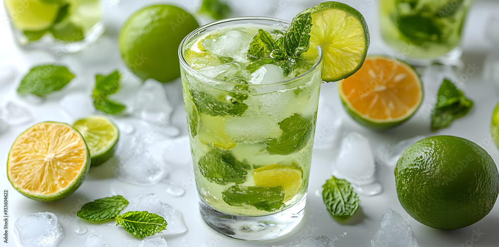 Refreshing mint cocktail mojito with rum and lime, cold drink or beverage with ice commercial advertising photo Refreshing mint cocktail mojito with rum and lime, cold drink or beverage with ice commercial advertising photo