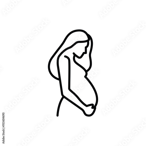 Pregnancy icon. Simple outline style. Pregnant woman, maternal, lady, fertility, mom, baby, mother, gynecology, health concept. Thin line symbol. Vector illustration isolated.