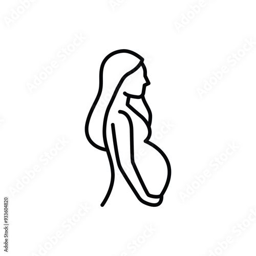 Pregnancy icon. Simple outline style. Pregnant woman, maternal, lady, fertility, mom, baby, mother, gynecology, health concept. Thin line symbol. Vector illustration isolated.