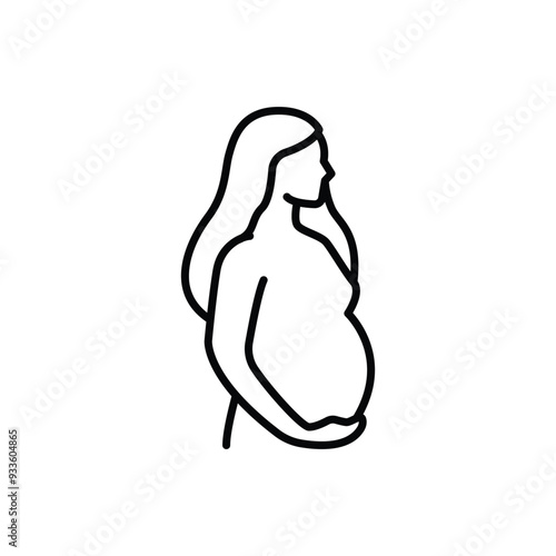 Pregnancy icon. Simple outline style. Pregnant woman, maternal, lady, fertility, mom, baby, mother, gynecology, health concept. Thin line symbol. Vector illustration isolated.